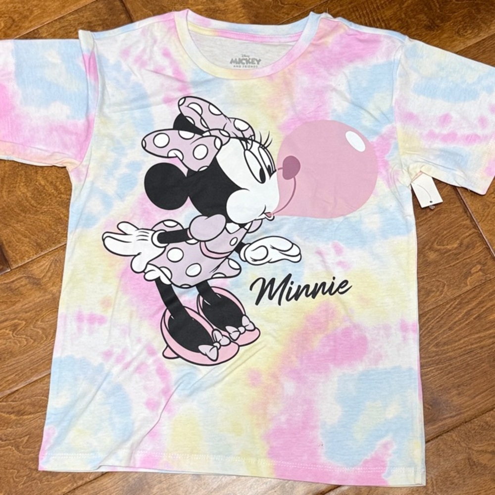 NWT Size Medium (7-8) Disney Minnie Mouse Pastel Tie-Dye T-Shirt